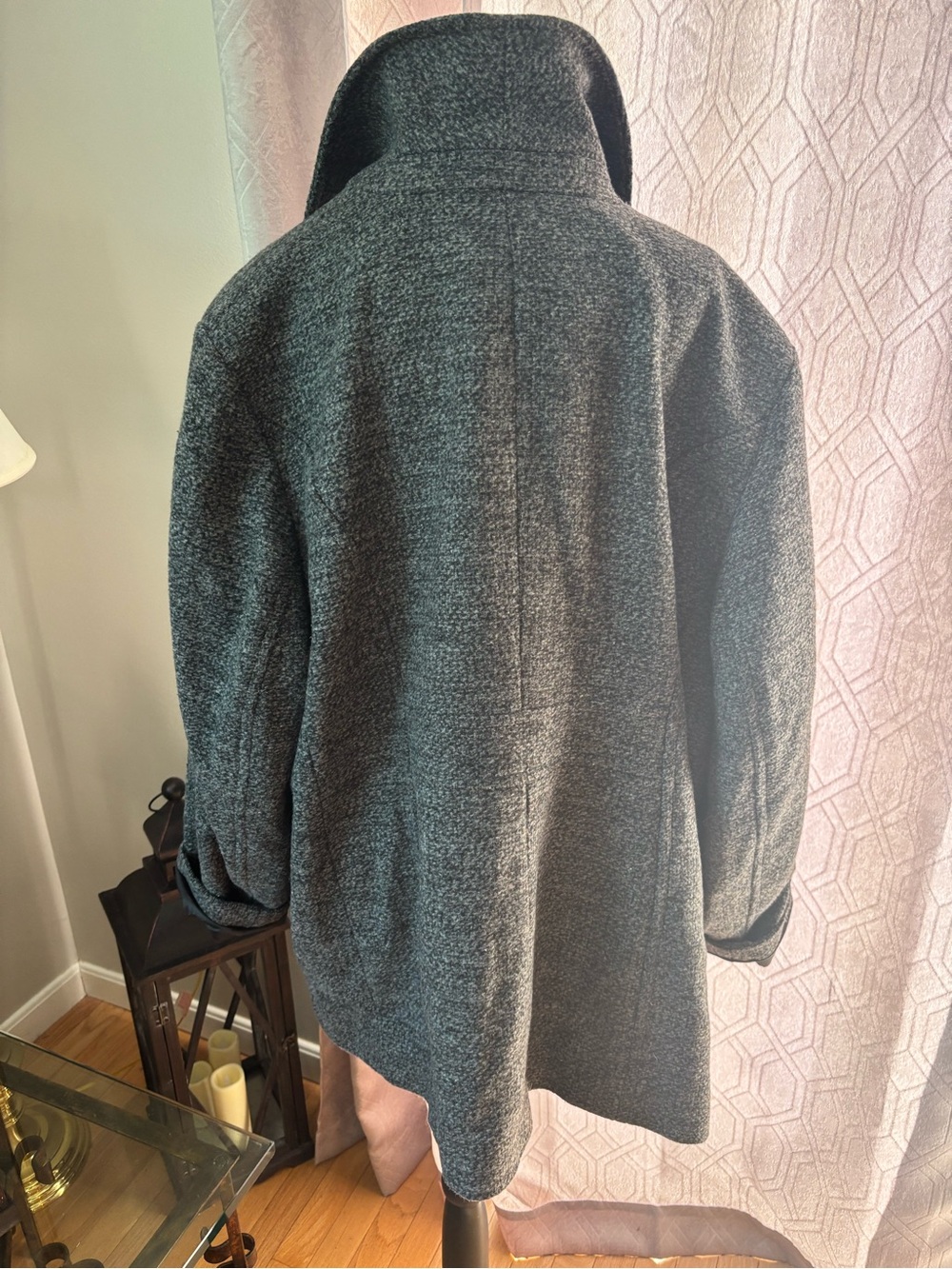 London Fog Women's Charcoal Textured Single-Breasted Pea Coat - Picture 6 of 11
